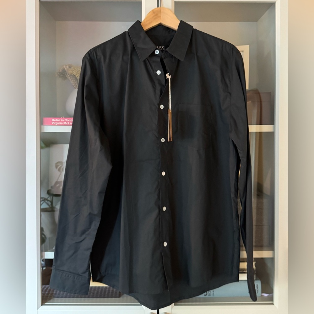 NWT APC Lightweight Black Button-Up Shirt, Size L